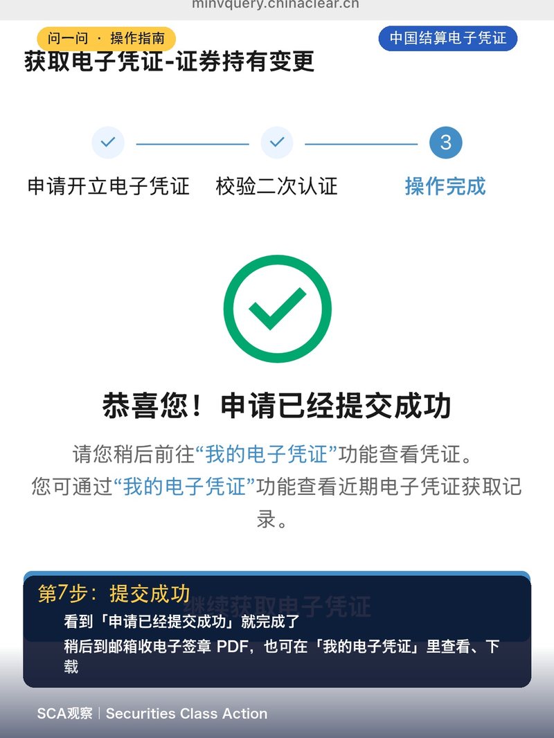 第5步:提示「申请已经提交成功」,稍后到邮箱收电子签章PDF